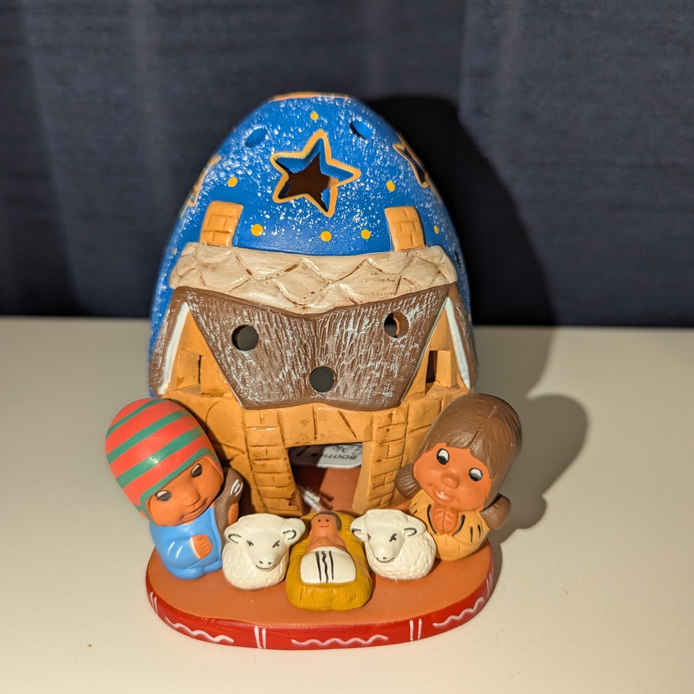 Ten Thousand Villages Orange Tea Light Nativity